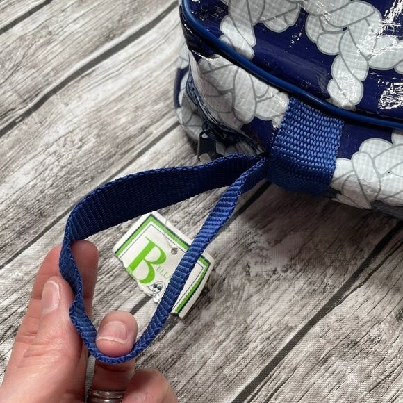 Bella Toiletry Bag Navy White Rope Knot Print Travel Cosmetic Case NWT - Picture 4 of 12